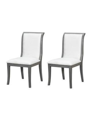 Oak Gray Upholstered Dining Chairs (Set of 2) - Traditional Elegant Fabric Side Chairs.