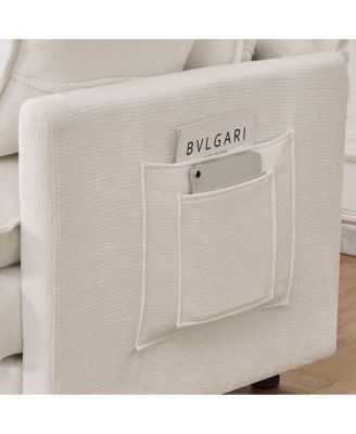 101.9" 3-seater cashmere sofa w/ movable footstool, modular.