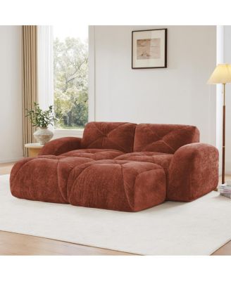 U-shaped Boneless Sofa, Soft Velvet, Tufted, 32D Sponge, No Assembly.