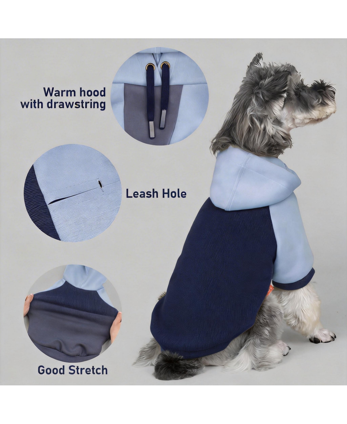 Aronkl Dog Hoodie Stretchy Warm Pet Sweatshirt with Leash Hole Soft Comfort Winter