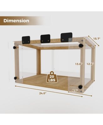 Waterproof Wooden Window Cat Perch – Safe Catio Box for Indoor Cats, 24-35" Window Fit