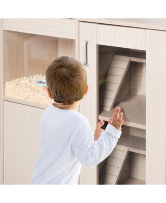 4-Tier Wooden Guinea Pig Cage – Hamster Habitat with Storage Cabinet & Acrylic Windows