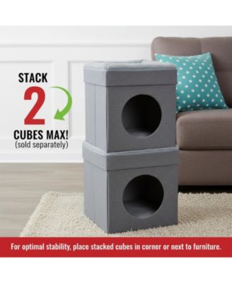 2 in 1 Cat Cube Bed Lounging Platform Foldable Portable with Washable Cushions