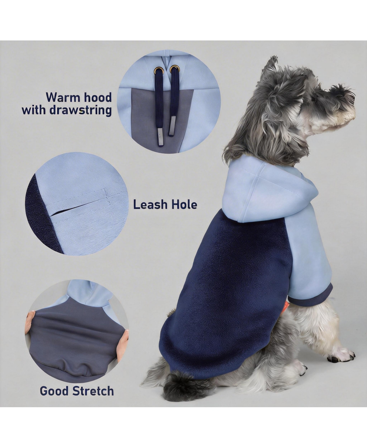 Aronkl Dog Hoodie Stretchy Warm Pet Sweatshirt with Leash Hole Soft Comfort Winter