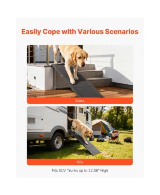 63" Extra-Long Folding Dog Ramp for Cars – Non-Slip Surface Supports up to 250 lbs, Portable Pet Ramp for SUVs & Trucks