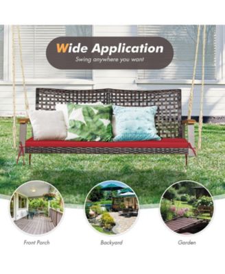 2-Person Rattan Hanging Porch Swing Chair