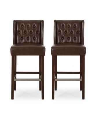 Streamdale 30.5" PU Upholstery Bar Stool w/Back & Metal Footrest