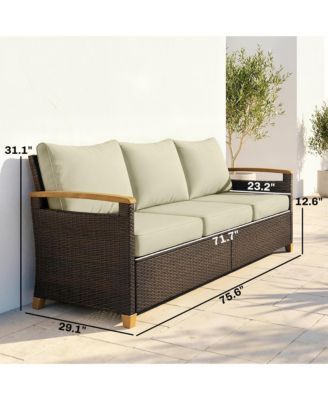 3 Seater Outdoor Couch Sofa with Cushioned Wide Seats