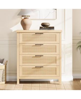 Fluted Dresser for Bedroom, Chest of Dressers Dresser for Closet with 4 Fluted Dressers Chest with Clothes Storage