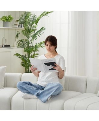 Chenille Curved Sectional Sofa with 4 Pillows, Semi-Circular Modular Design