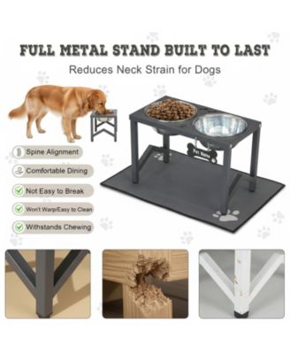 Metal Raised Dog Bowl Stand with Stainless Steel Bowls Non Slip Mat for Medium Large Breeds