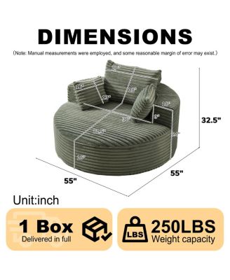 Streamdale Corduroy Sponge Single Sofa, No Assembly Required, Modern Sleeper Chair