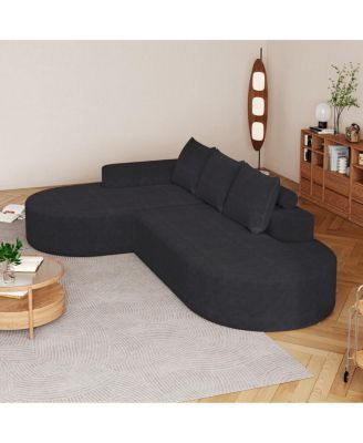 Modern Curved Chenille Sectional Sofa Couch Set, 108.5" L Shaped with 3 Pillows