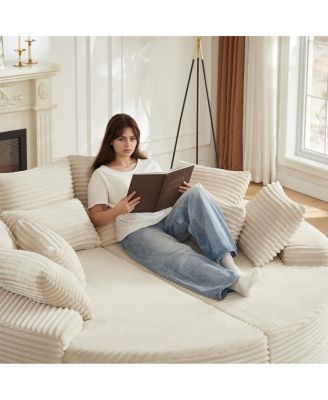 Corduroy Oversized Recliner, Converts to 2 Recliners, Sofa Bed, Neck Pillow