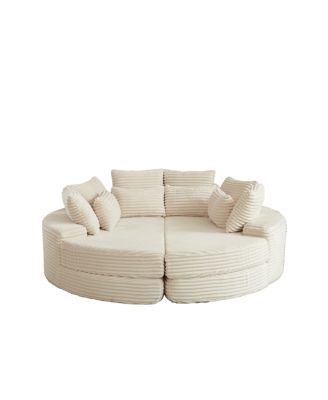 Corduroy Oversized Recliner, Converts to 2 Recliners, Sofa Bed, Neck Pillow