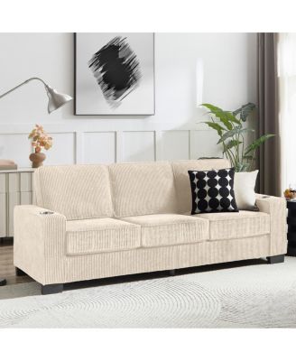  83.86" Corduroy Modern Compressed 3-Seater Sofa