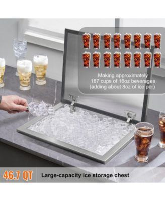 20 x 16 x 13 Inch Drop-In Stainless Steel Ice Chest, 40 Qt with Hinged Lid