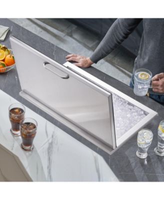 24 x 20 x 15 Inch Drop-In Stainless Steel Ice Chest, 40 Qt with Hinged Lid