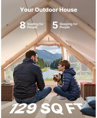 5-8 Person Inflatable Camping Tent with Hand Pump and Stove Jack