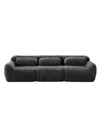 Streamdale 114" Soft Fluffy Plush Modular Sectional Sofa w/ Ottoman & Pillows