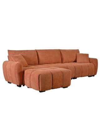 110" Modular Sectional Sofa, L Shape, Extra-large Seat, Movable Ottoman, Boucle Fabric