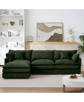  Modular Sectional Sofa, 102" L-Shaped Couch Set, 3-Seater Cloud Couch w/ Ottoman