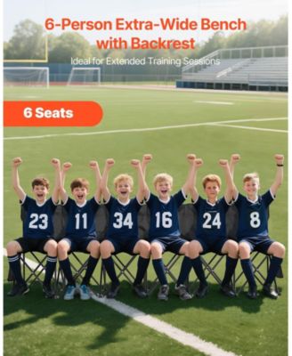 6-Seat Portable Folding Sports Bench with Backrest and