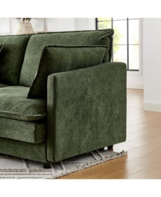 Modern L-Shaped Sectional Sofa with Ottoman, 4-Seater Convertible Couch