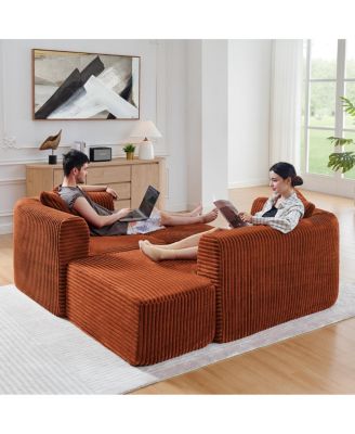 Orange 114" Cloud Sectional Couch with L-Shape Chaise, Modular Sofa