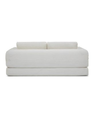  2-in-1 Folding Convertible Sofa Bed, Modern Corduroy Sleeper Couch with 2 Pillows