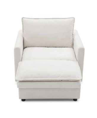 Chenille Sofa Bed, Cozy Lounge Chair with Ottoman 1-Seat