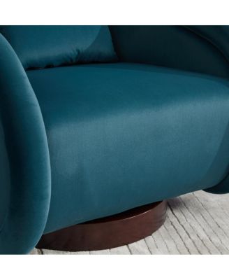 Velvet Swivel Accent Chair, 360-Degree Comfy Pumpkin-Shaped Chair