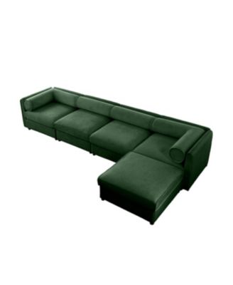 Streamdale Modular Green 4-Seat L-Shaped Sectional Sofa with Storage