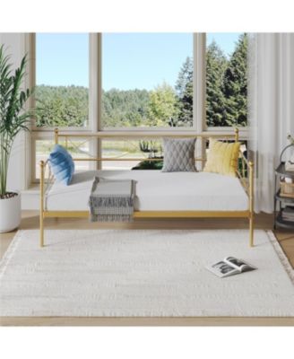 Twin Daybed with Trundle Metal Sofa Bed Set Daybed Frame with Steel Slat Support Multifunctional Guest Living Room