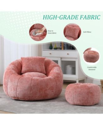Modern Bean Bag Chair with Ottoman for Adults