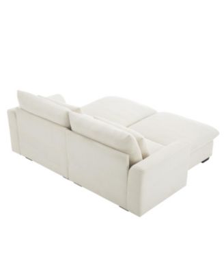 Corduroy 2-Seater Sofa with Storage Footrests