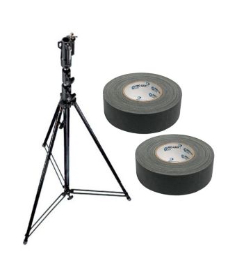 111BSU 12' 3-Section Tall Steel Cine Stand with Leveling Leg, Bundle with 2x 2"x 30 Yards Gaffer Tape