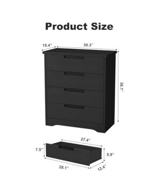 4 Drawer Dresser for Bedroom, 36in Tall 4 Chest of Drawers with Built-in Handles Design