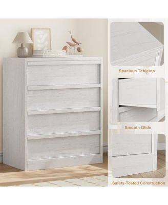 4 Drawer Dresser for Bedroom, 39in Tall Nightstand 4 Chest of Drawers with Large Storage