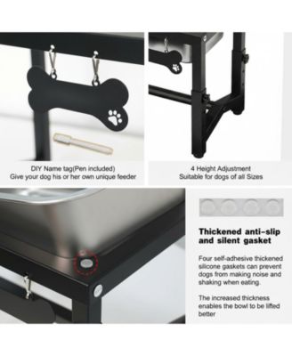 Elevated Dog Water Bowl 4 Adjustable Heights Stainless Steel Stand for Breeds Joint Support