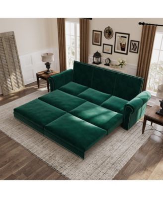 Chesterfield Velvet Sleeper Sofa Bed, Nailhead Trim