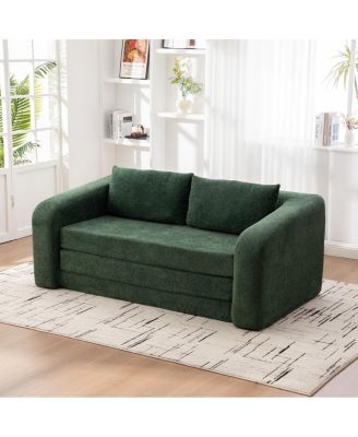 71" 2-in-1 Pull Out Loveseat Sofa Bed with Pillows