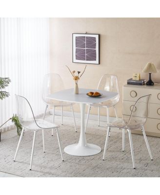 5pcs Dining Set, Metal Leg Mid-century Table and Chair Set