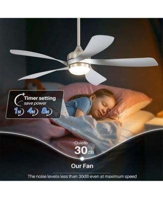 52-inch Modern Sand Nickel 5-Blade Ceiling Fan with Remote Control and LED Light