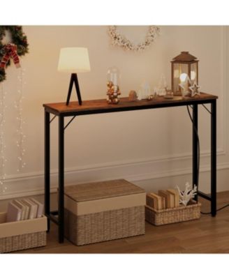 39.3" Narrow Console Table with Built-In Charging Station and Storage