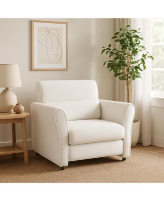 Modern Accent Chair for Bedroom Upholstered Reading Armchair Sherpa Boucle Mid Century Lounge Single Sofa