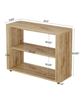 Narrow Side Table, 3-Tier End Table for Living Room, Small Fluted Nightstand, Farmhouse Bedside Table