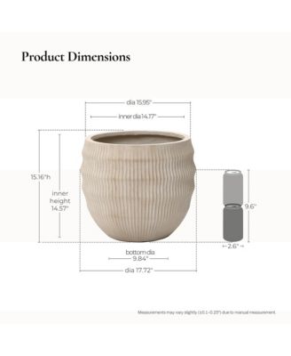 17.5" Dia Round Planter, Large Pots for Plants with Drainage Hole, Modern Wavy Textured Decorative Planter Pots for Indoor Plants