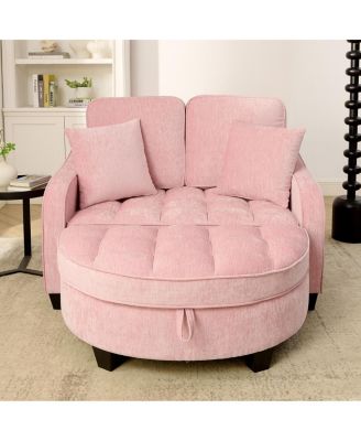  two-seater sofa chaise longue with storage footrest and two pillows