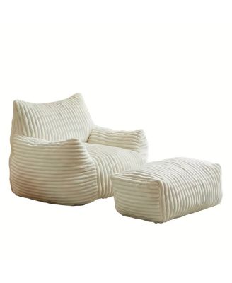 Ergonomic Corduroy Lounge Chair with Ottoman